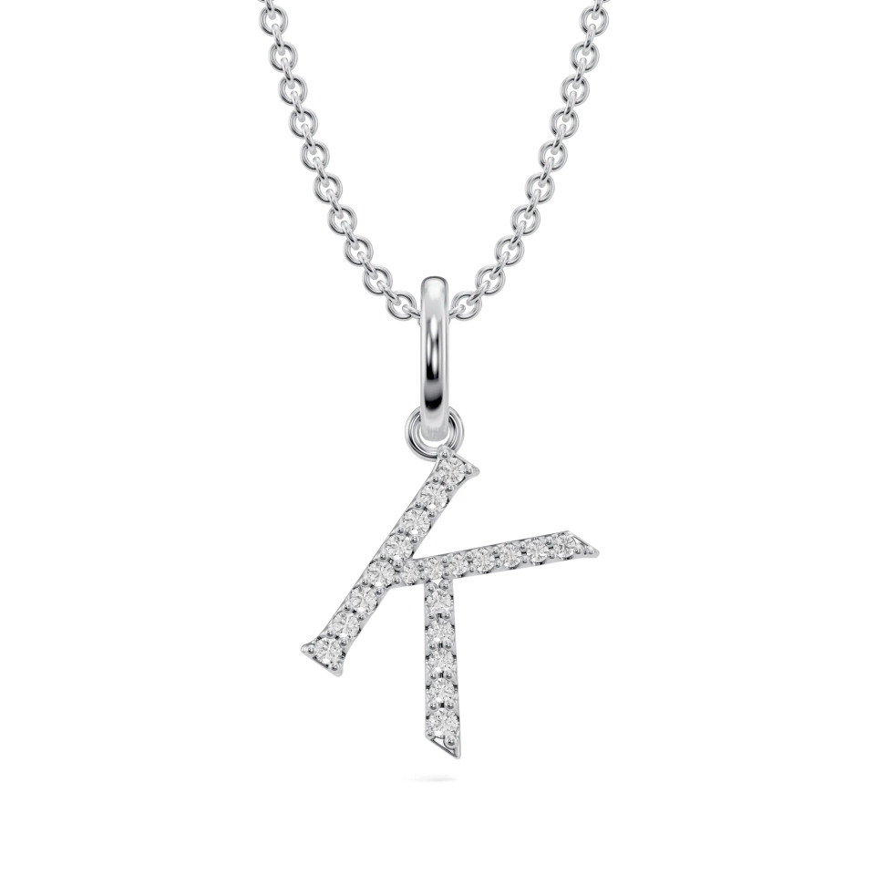 Lab-Grown Diamond Initial Letter "K" Pendant