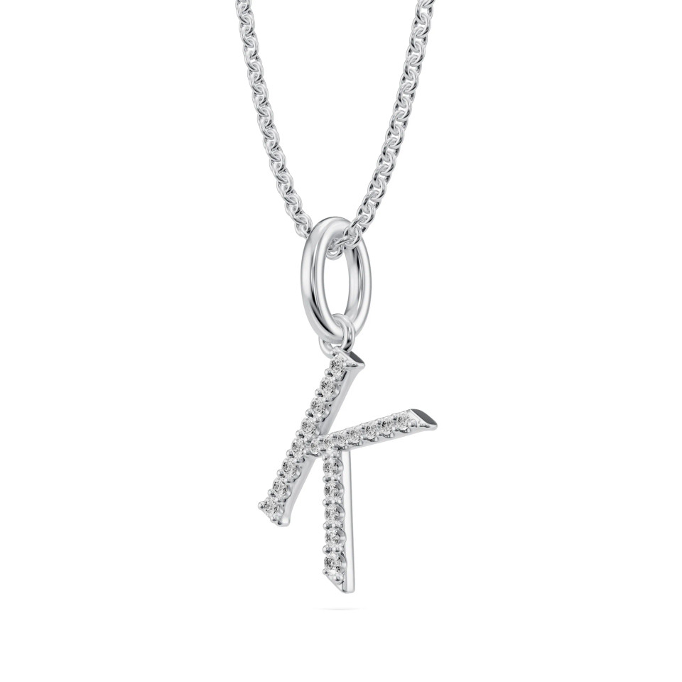 Lab-Grown Diamond Initial Letter "K" Pendant