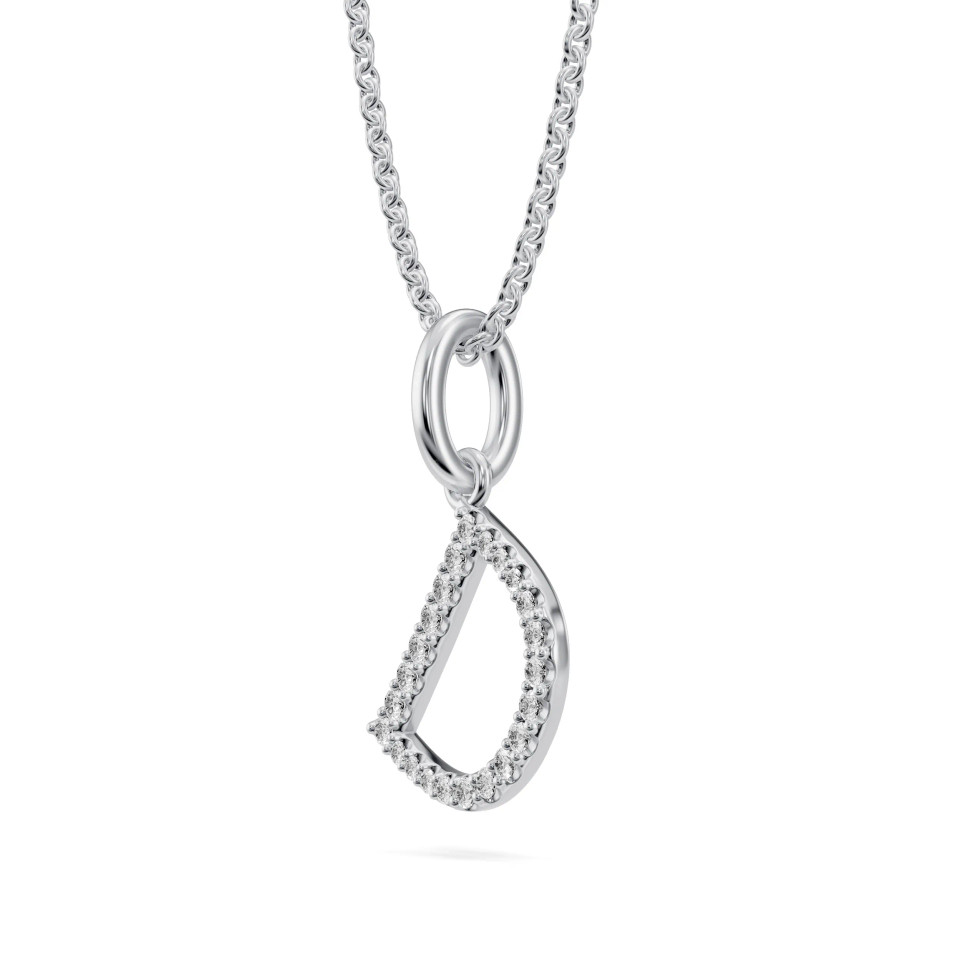 Lab-Grown 0.10 Ct Round Diamond Letter "D" Pendant