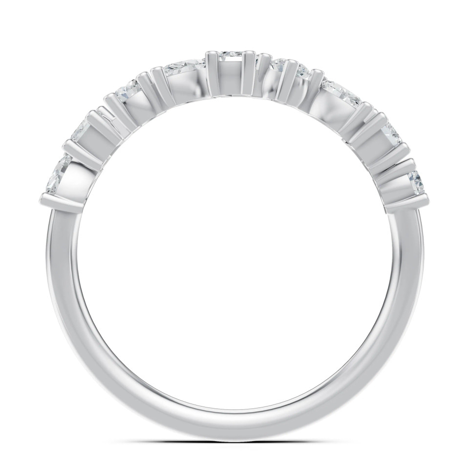 Lab Grown 0.62 Ct Emerald, Marquise & Round Diamond Anniversary Ring