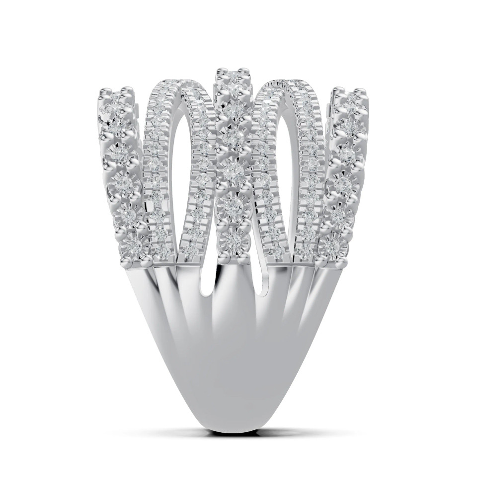 Lab Grown 1 Ct Round Diamond Cross Over Ring