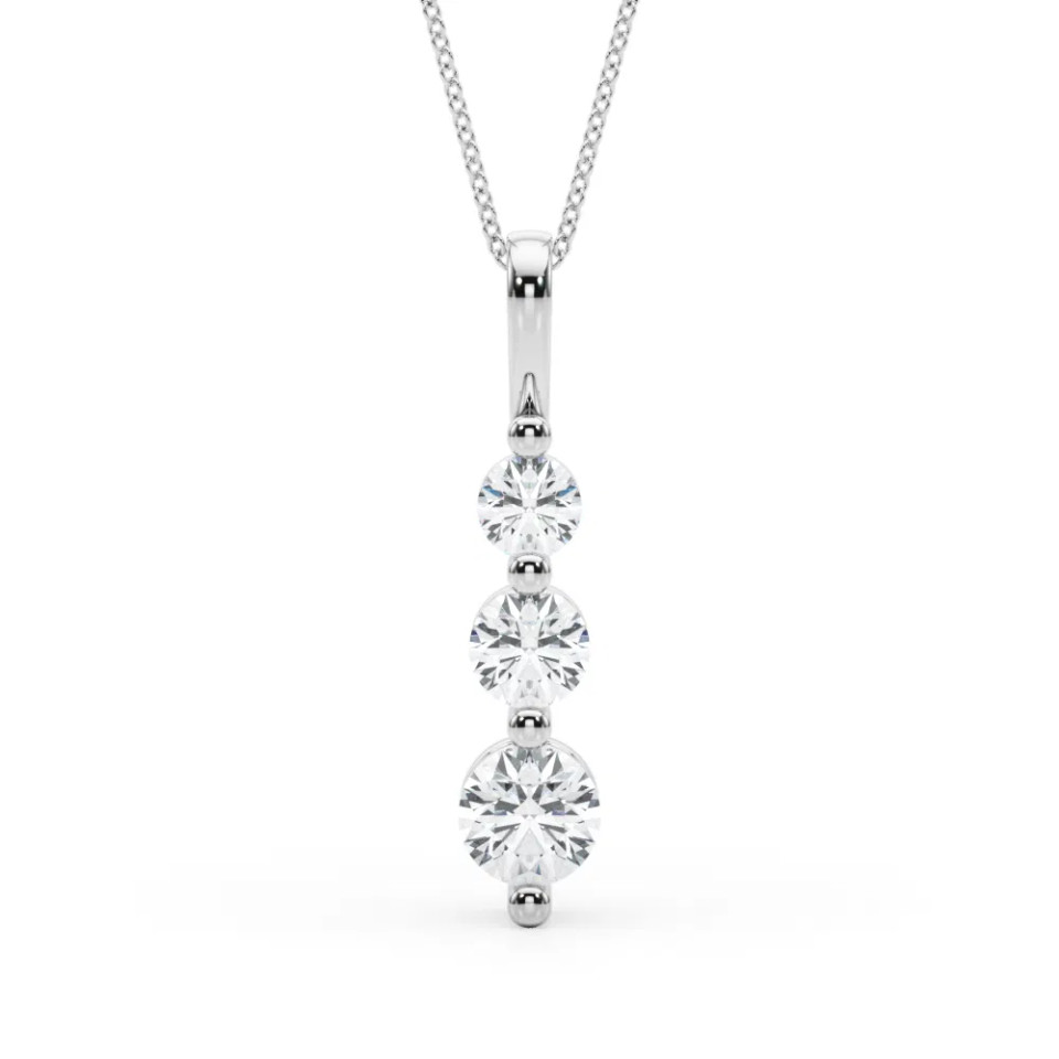 White Gold Three Stone Linear Diamond Necklace (1.00 ct.tw.)