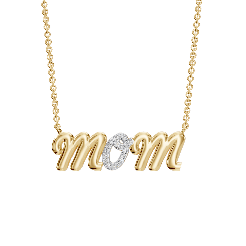 Lab Grown 0.05 Carat Diamond "Mom" Pendant Necklace