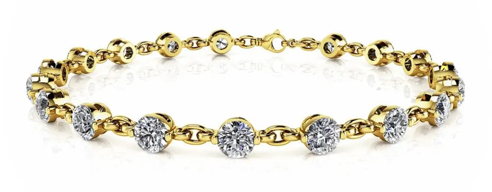 Yellow Gold Chain Link Diamond Bracelet (3.75 ct.tw.)
