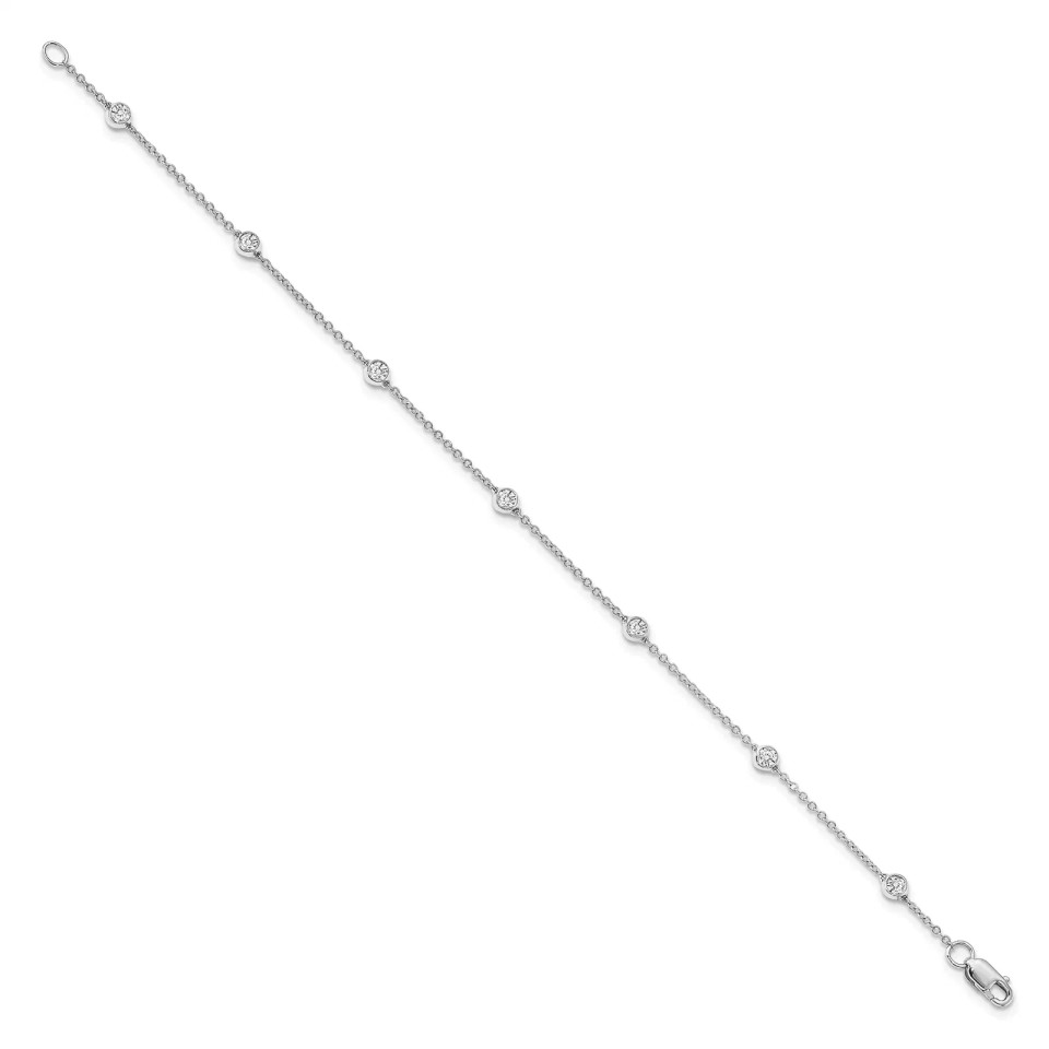 White Gold Rolo Chain Lab-Grown Diamond Station Bracelet (0.45 ct.tw.)