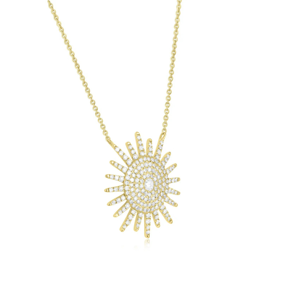 14k Gold Natural Diamond Starburst Necklace (0.53 ct.wt)