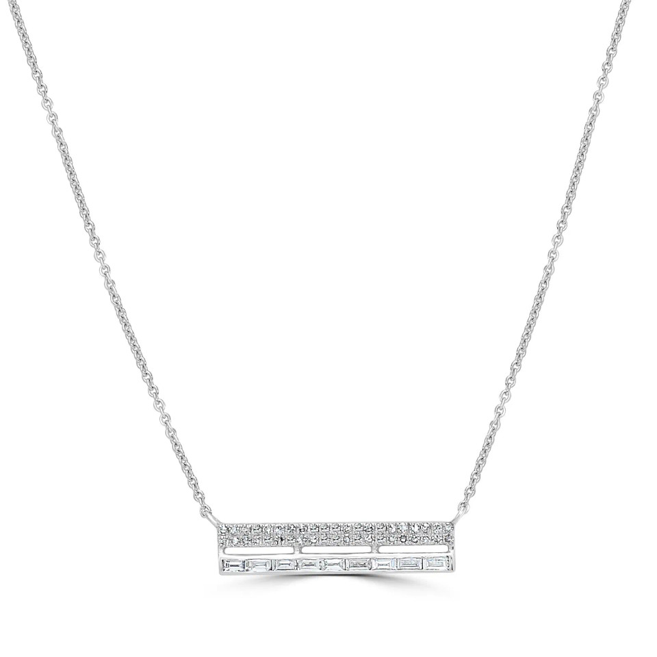 14k White Gold Natural Diamond Bar Necklace (0.22 ct.wt)