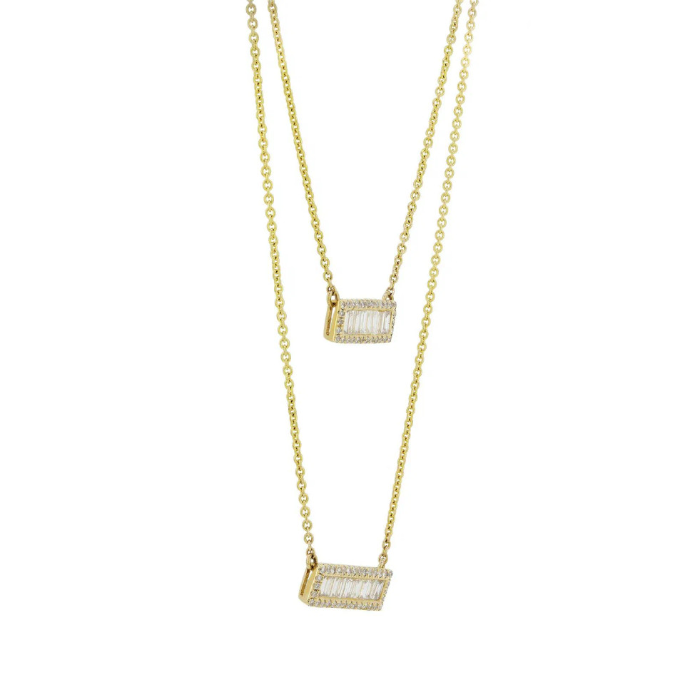 14K Yellow Gold Natural Diamond Multi-Row Necklace (0.56 ct.wt)