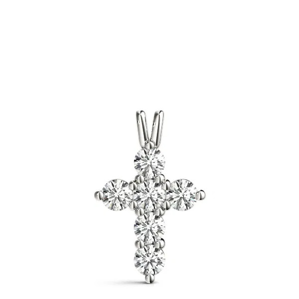White Gold Cross Diamond Necklace Lined(0.75 ct.tw.)