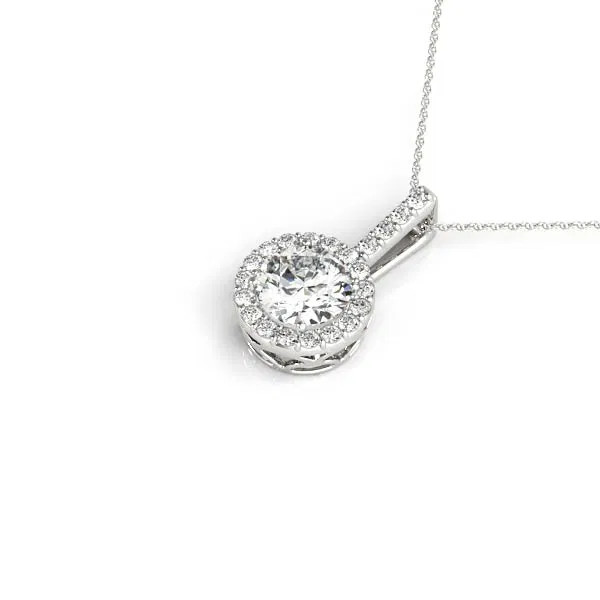 White Gold Round Halo Diamond Necklace (0.63 ct.tw.)