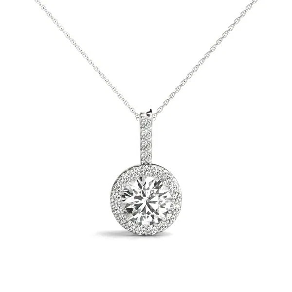 White Gold Round Halo Diamond Necklace (0.63 ct.tw.)