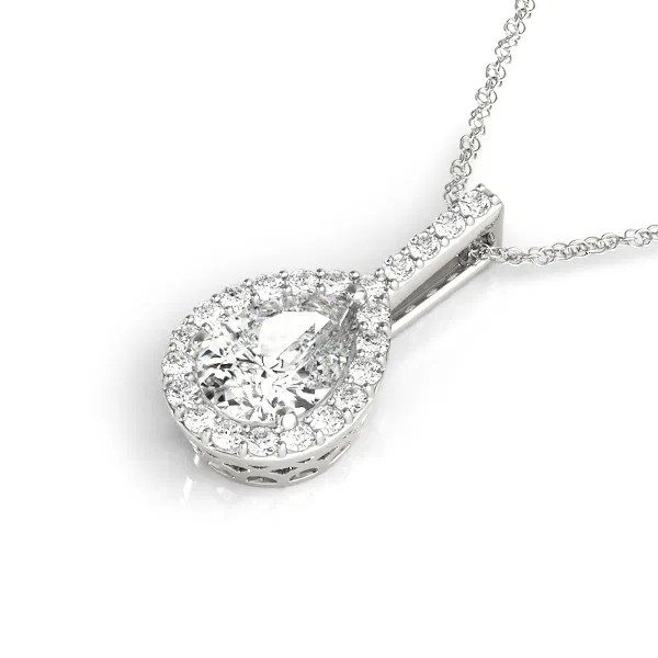 White Gold Pear Halo Diamond Pendant (0.50 ct.tw.)