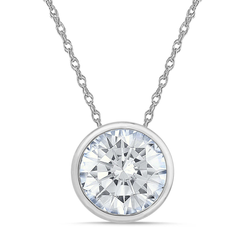 White Gold Round Solitaire Diamond Pendant (1.00 ct.tw.)