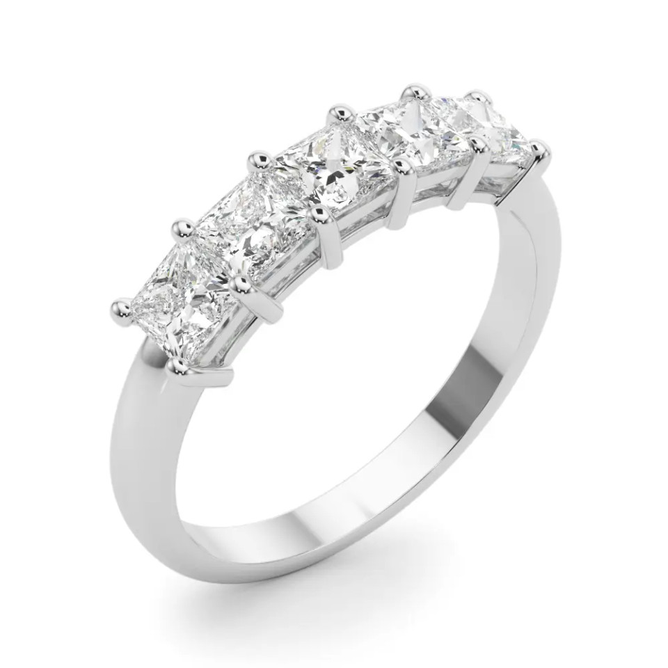 White Gold Five-Stone Princess Diamond Wedding Ring (1.00 ct.tw.)
