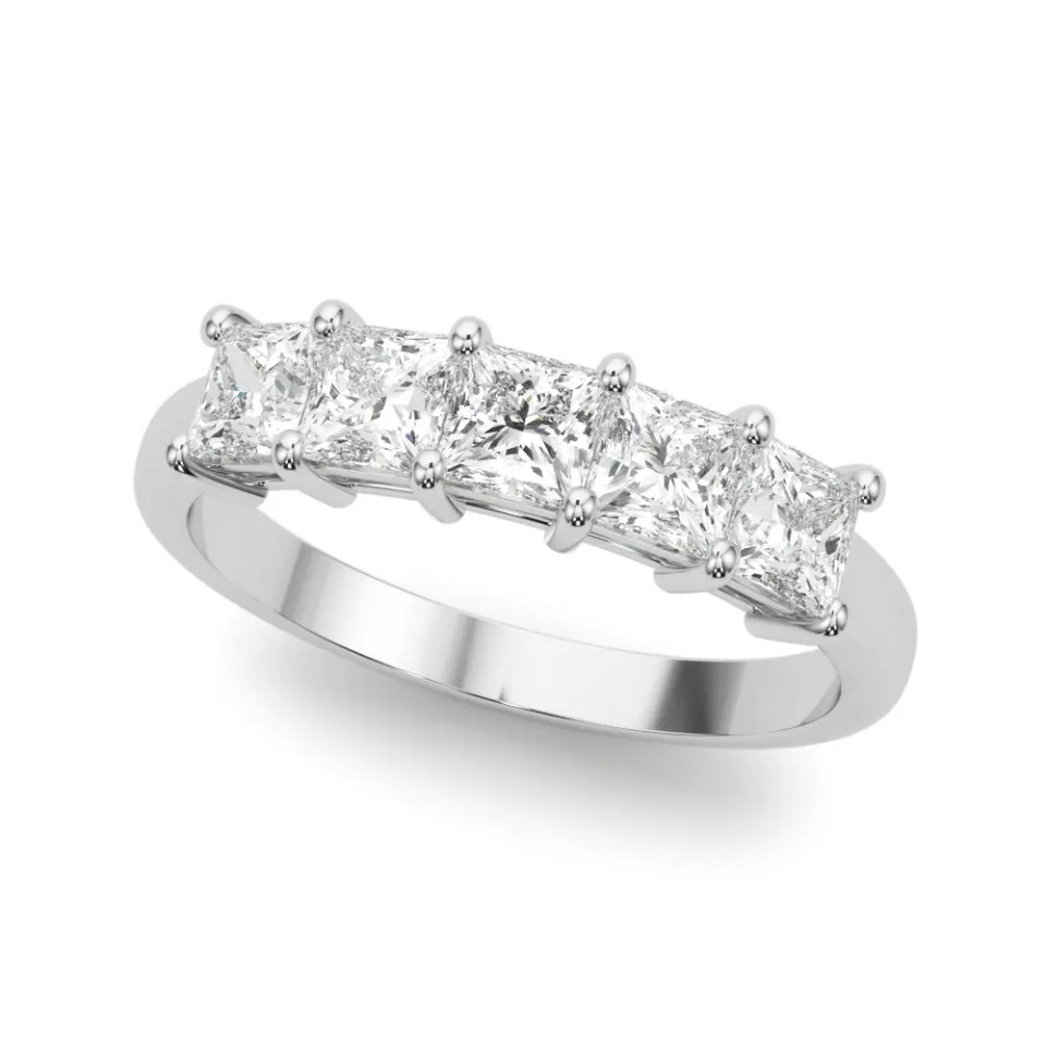White Gold Five-Stone Princess Diamond Wedding Ring (2.00 ct.tw.)