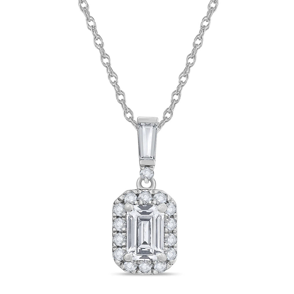 White Gold Square Halo Diamond Pendant (0.75 ct.tw.)