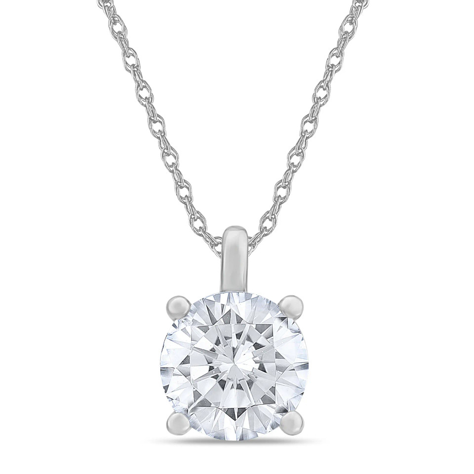 White Gold Round Solitaire Diamond Pendant (0.75 ct.tw.)