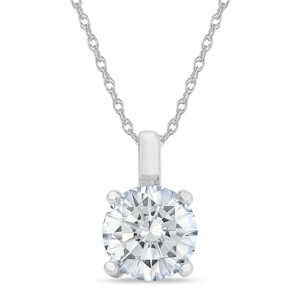 White Gold Round Cut Solitaire Diamond Pendant (1.00 ct.tw.)