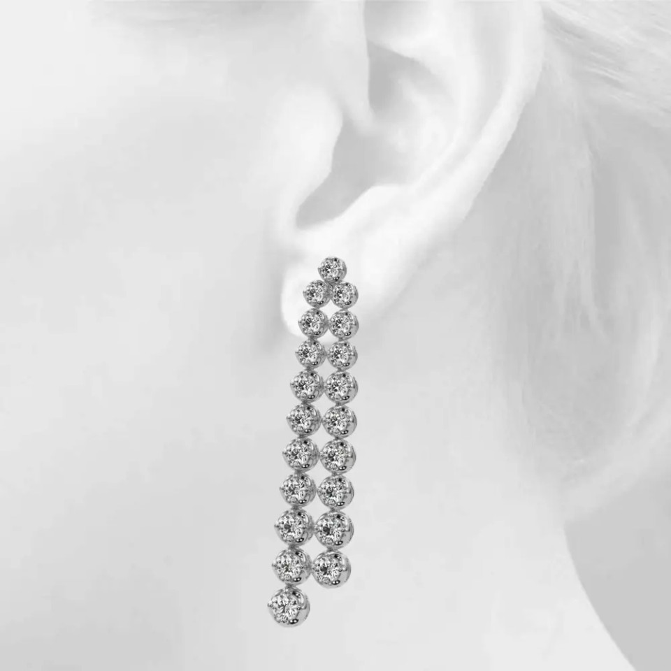 White Gold Double Strand Bezel Linear Earrings (4.50 ct.tw.)