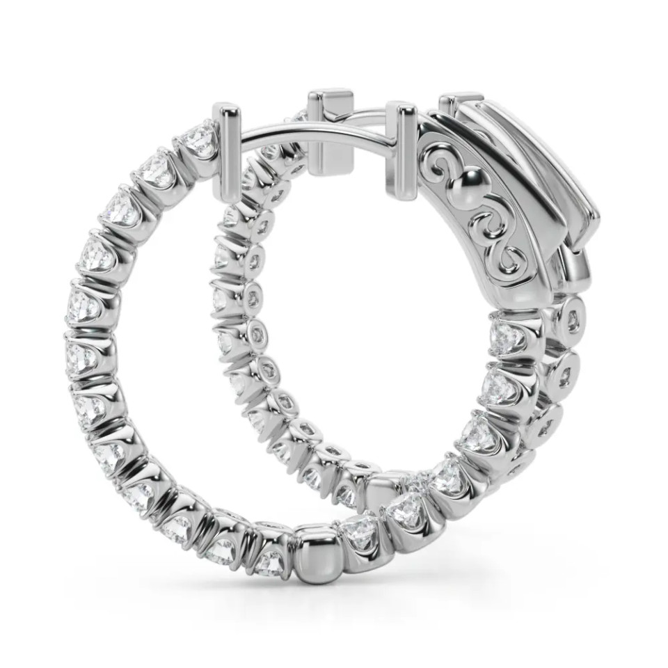 White Gold Round Diamond Hoops (1.00 ct.tw.)