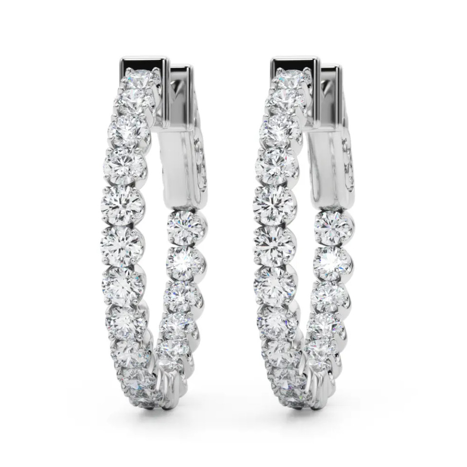 White Gold Round Diamond Hoops (1.00 ct.tw.)