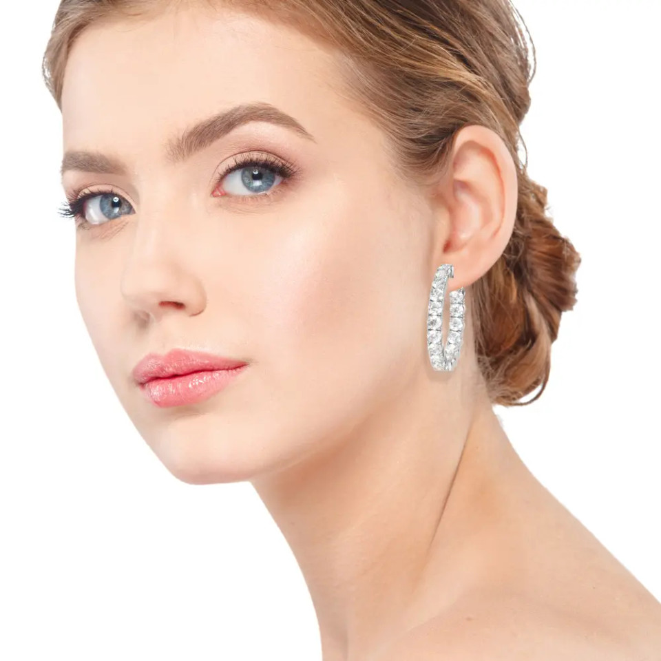 White Gold Round Diamond Hoops (6.88 ct.tw.)