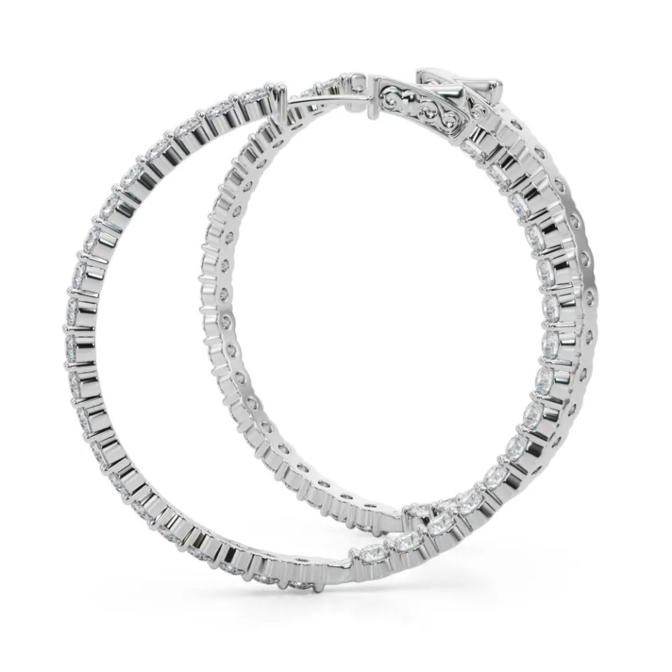 White Gold Round Diamond Hoops (6.33 ct.tw.)
