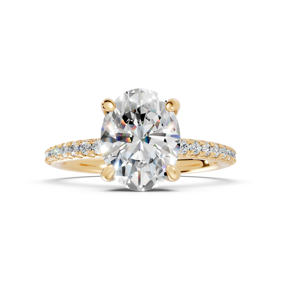 Hidden Halo Pavé Engagement Ring 14K Yellow Gold