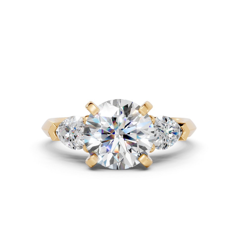 3-Stone Engagement Ring with Pear Side Stones and Pavé Gallery (2.93 cttw)