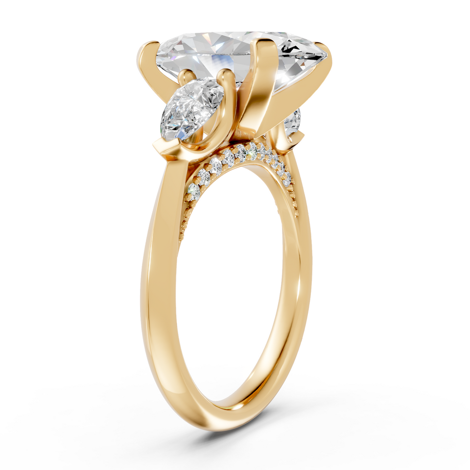 Oval & Pear Three-Stone Ring (6.18 cttw)