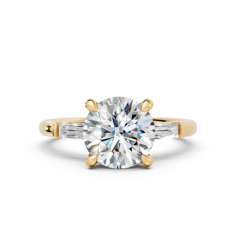 Round Brilliant & Tapered Baguette Three-Stone Ring (2.24 cttw)