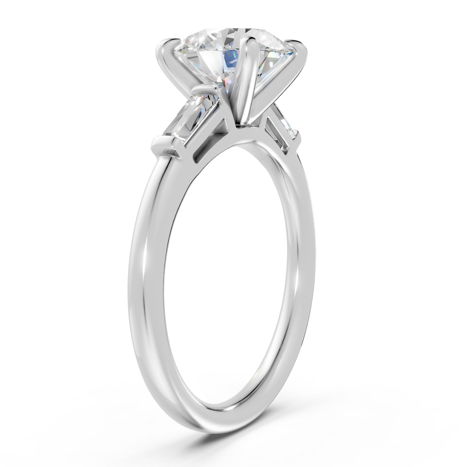 Round Brilliant & Tapered Baguette Three-Stone Ring (2.24 cttw)