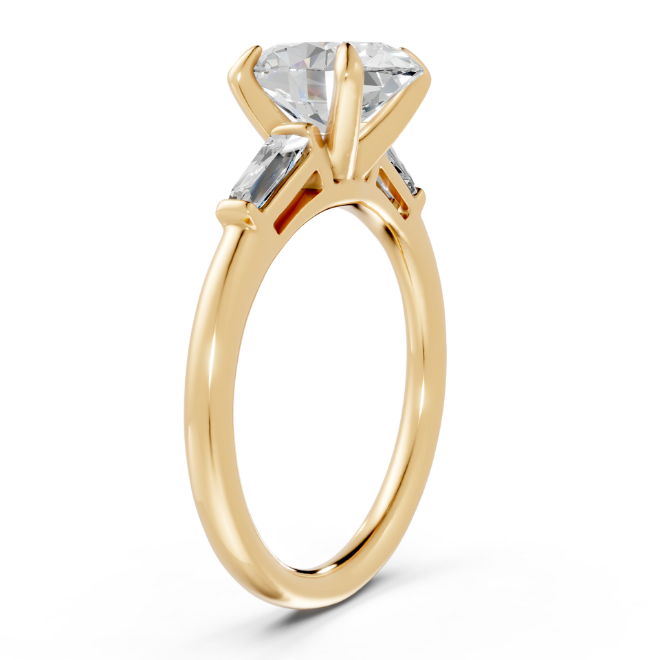 Oval Brilliant & Tapered Baguette Three-Stone Ring (2.24 cttw)