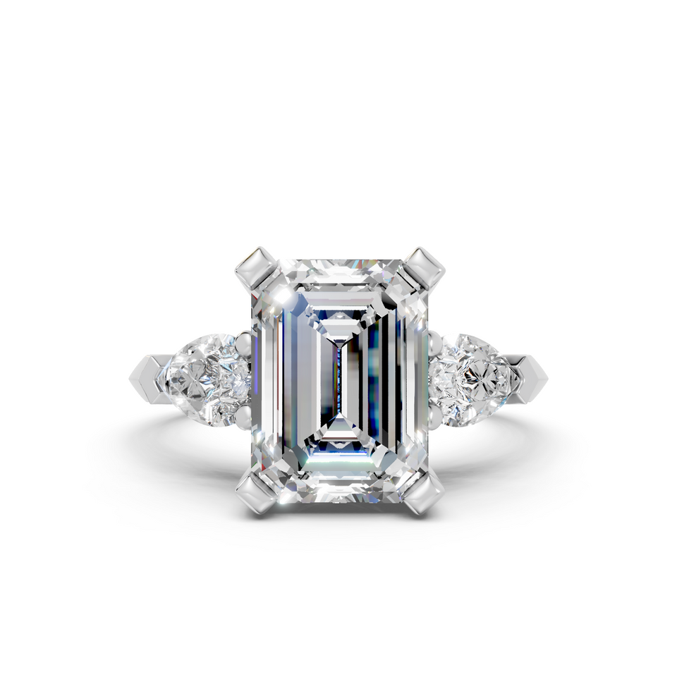 Emerald-Cut & Pear-Cut Three-Stone Statement Ring (3.98 cttw)