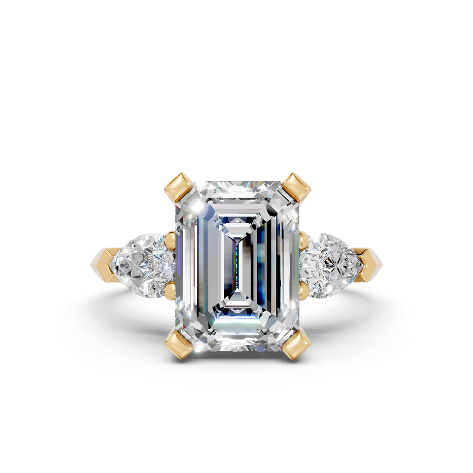 Emerald-Cut & Pear-Cut Three-Stone Statement Ring (3.98 cttw)