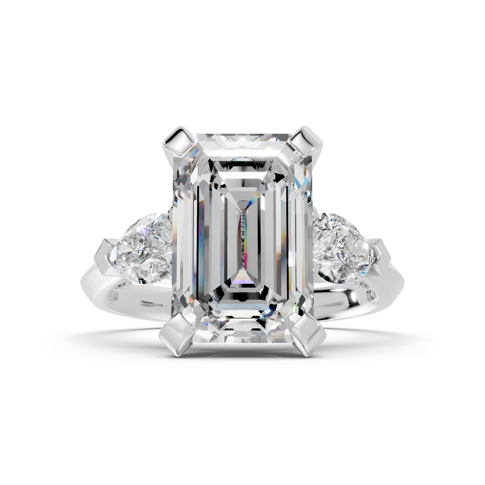 Emerald-Cut & Pear-Shape Statement Three-Stone Ring (6.18 cttw)
