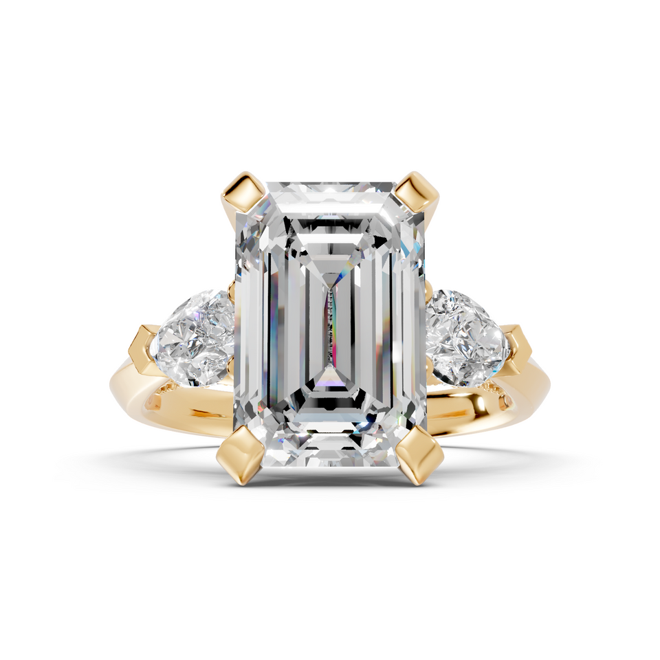 Emerald-Cut & Pear-Shape Statement Three-Stone Ring (6.18 cttw)