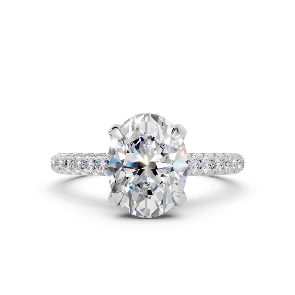 Oval Diamond Pavé Cathedral Engagement Ring (2.27 cttw)