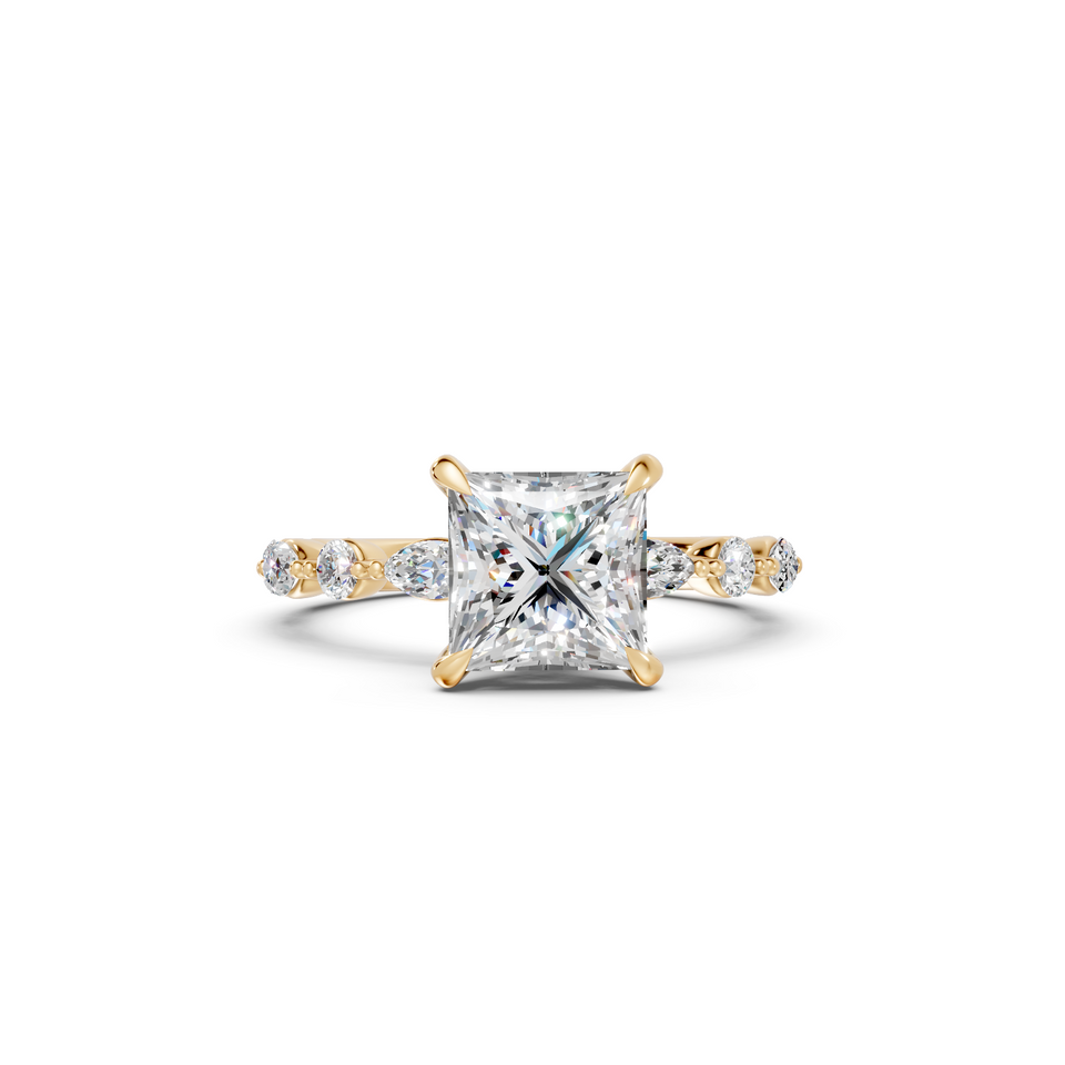 Princess-Cut Vintage Milgrain Diamond Engagement Ring (2.62 cttw)