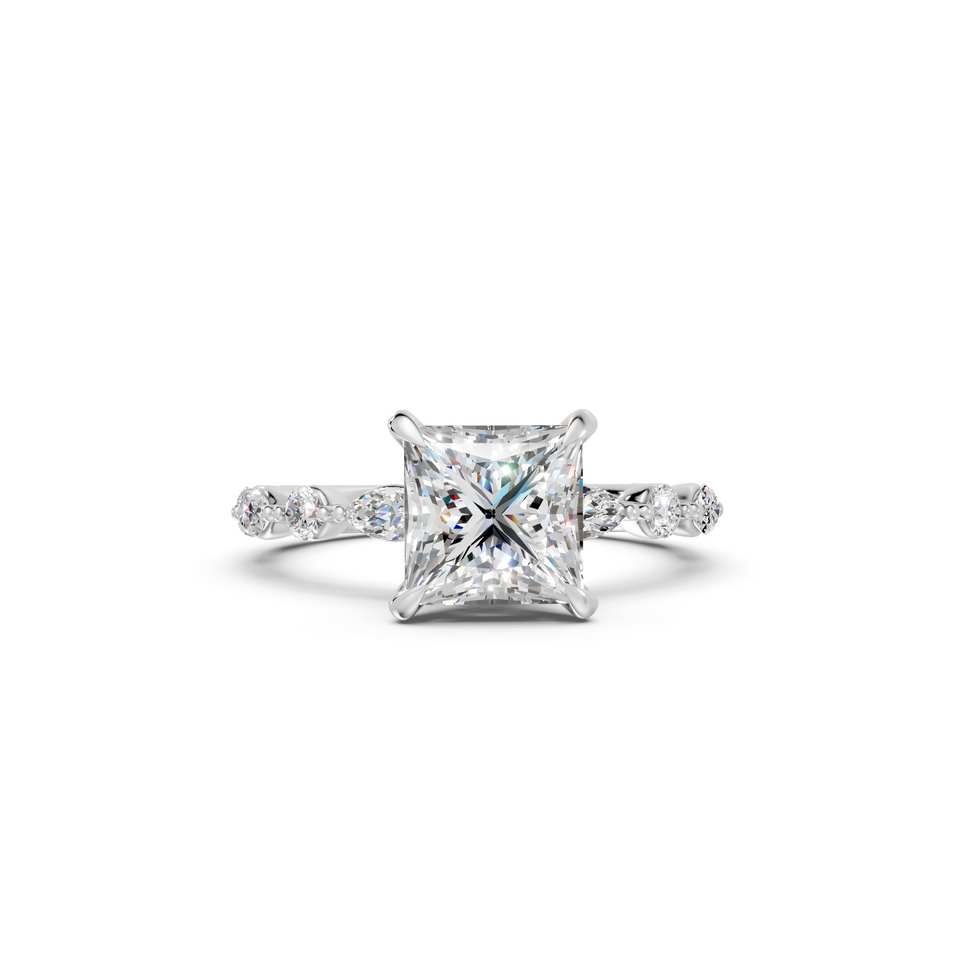 Princess-Cut Vintage Milgrain Diamond Engagement Ring (2.62 cttw)