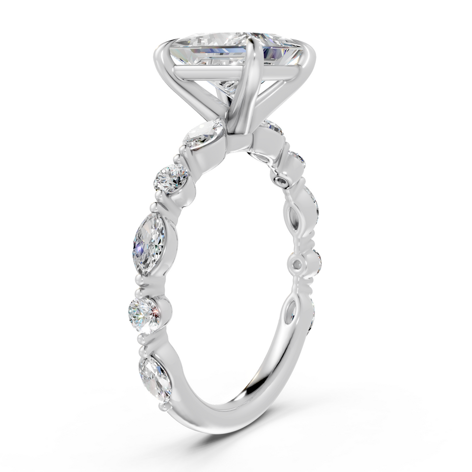 Princess-Cut Vintage Milgrain Diamond Engagement Ring (2.62 cttw)