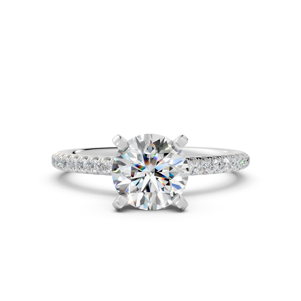 Round Brilliant Pavé Solitaire Engagement Ring (1.16 cttw)