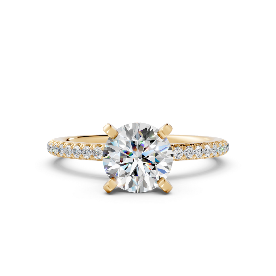 Round Brilliant Pavé Solitaire Engagement Ring (1.16 cttw)