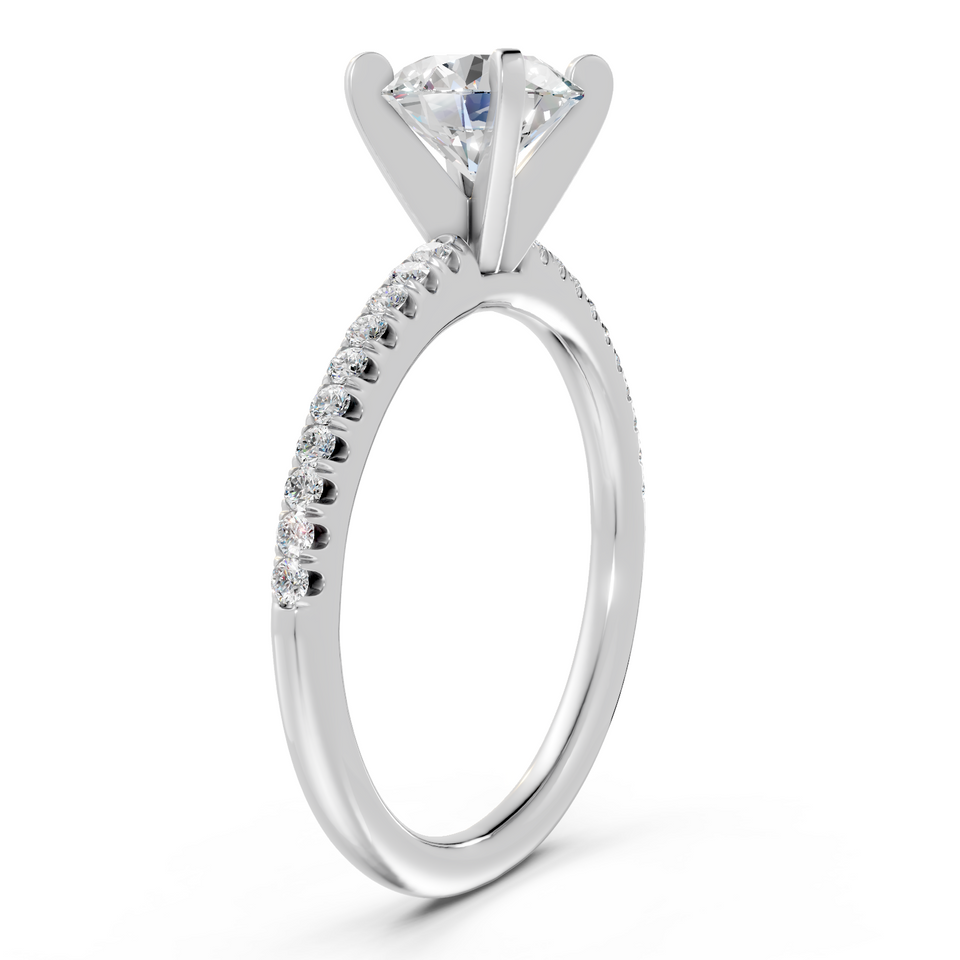 Round Brilliant Pavé Solitaire Engagement Ring (1.16 cttw)