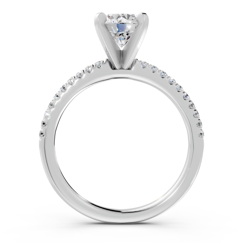 Round Brilliant Pavé Solitaire Engagement Ring (1.16 cttw)