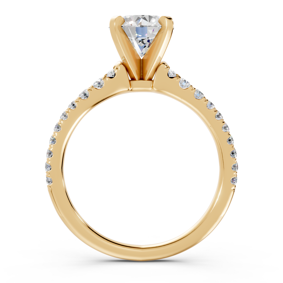 Round Diamond Cathedral Pavé Engagement Ring (1.18 cttw)