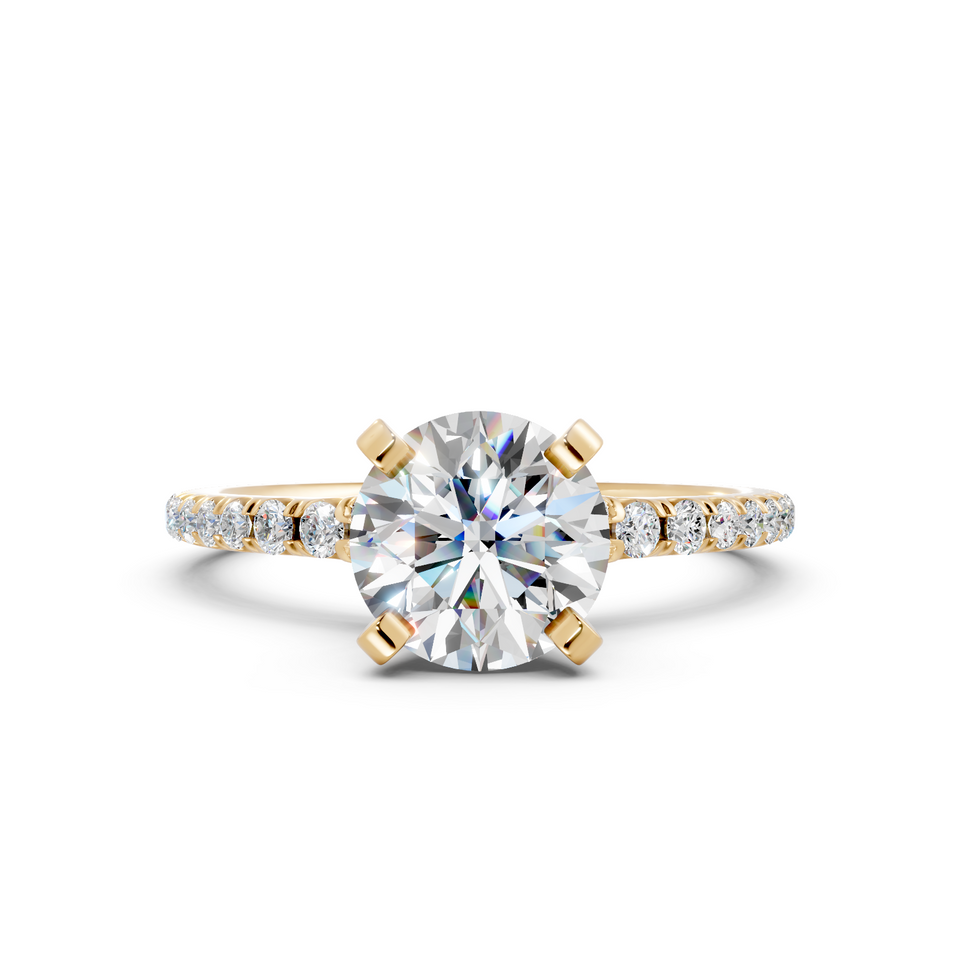 Round Diamond Cathedral Pavé Engagement Ring (1.18 cttw)