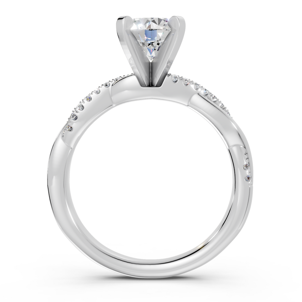 Round Diamond Petite Twisted Cathedral Engagement Ring (1.10 cttw)