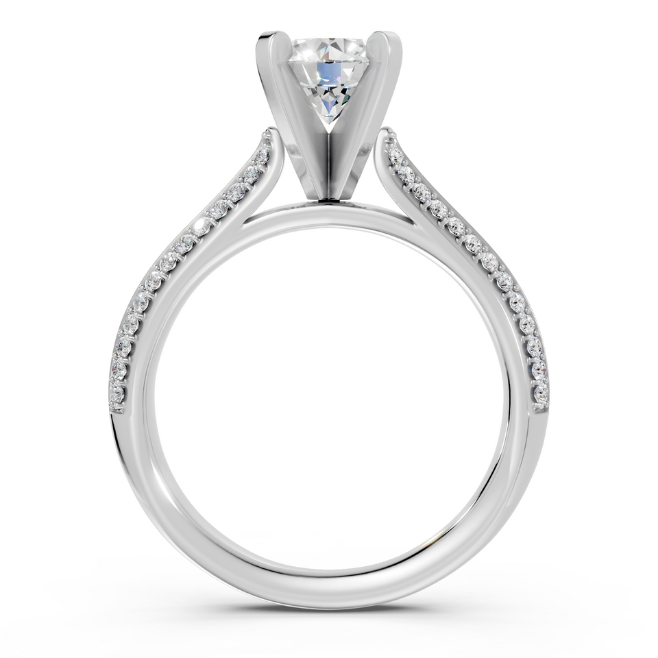 Round Diamond Double Row Cathedral Engagement Ring (1.25 cttw)