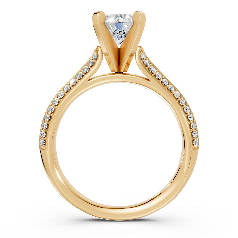 Round Diamond Double Row Cathedral Engagement Ring (1.25 cttw)
